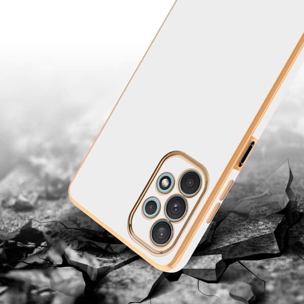 Skyddsfodral för Samsung Galaxy A32 4G Glansig Vit - Guld med skydd för kameran Vit