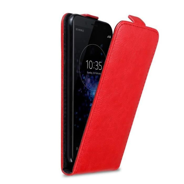 Flip-fodral - CADORABO - Sony Xperia XZ2 COMPACT - Röd konstläder - Magnetisk stängning - Fullständigt skydd Röd