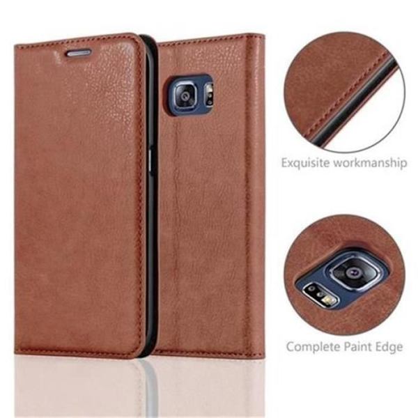 Samsung Galaxy S6 EDGE Fodral i MEDIUM BRUN från Cadorabo (INVISIBLE MAGNETIC CLOSURE Design) Fullt skyddsfodral med