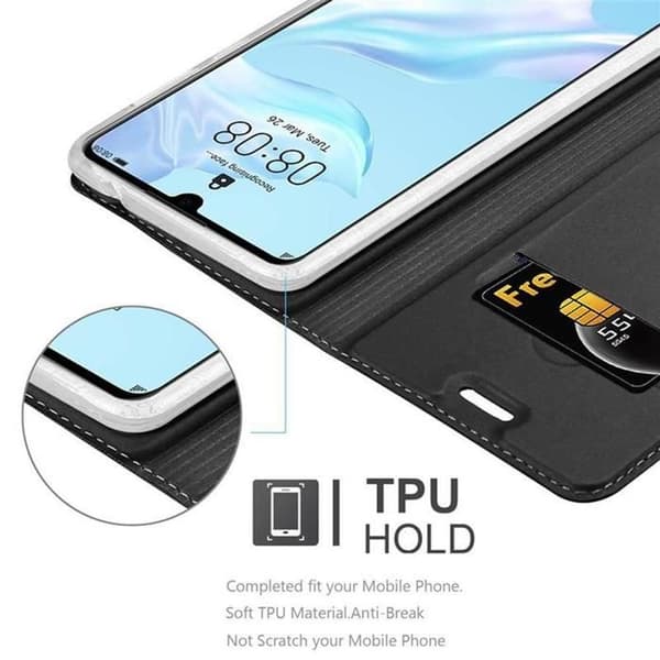Flipfodral för Huawei P30 Klassisk Svart Plånbok Stötsäker Svart
