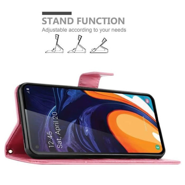 Fodral till Samsung Galaxy A60 - CADORABO - Blommönster - Imiterat läder - 3 kortplatser - Praktiskt stöd Rosa