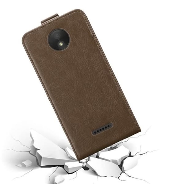 Coque - CADORABO - Motorola MOTO C - Syntetiskt läder - Brun - Magnetstängning kastanj