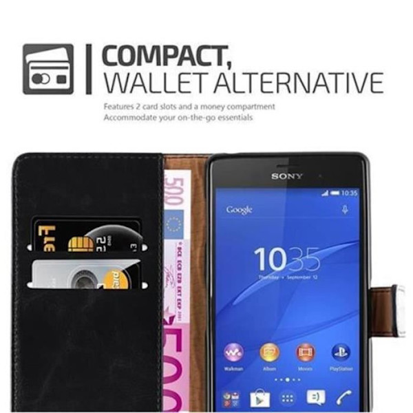 Sony Xperia Z3-fodral i JET BLACK från Cadorabo (LYX-design) Helt skyddsfodral med flip flap och stativ