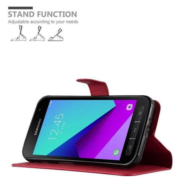 Coque - CADORABO - Galaxy Xcover 4S - Similicuir - Röd - Ställfunktion och kortfack Röd