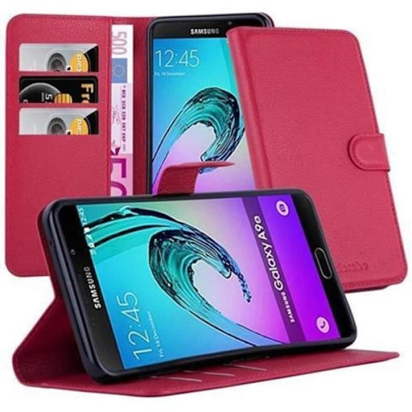 Cadorabo Fodral Samsung Galaxy A9 2015 RÖD Fodral Fodral Fullt skydd Magnetisk Stöder Stand Card Slot