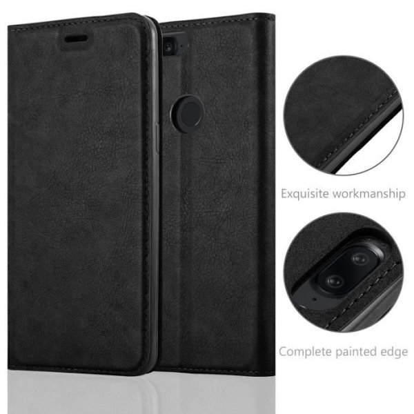 OnePlus 5T-fodral i NIGHT BLACK från Cadorabo (INVISIBLE MAGNETIC CLOSURE Design) Fullt skyddsfodral med flipskydd