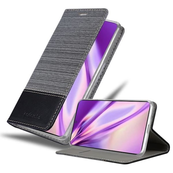 Coque - CADORABO - Samsung Galaxy S22 PLUS - Grå Svart - Syntetläder - Magnetstängning MÖRKGRÅ