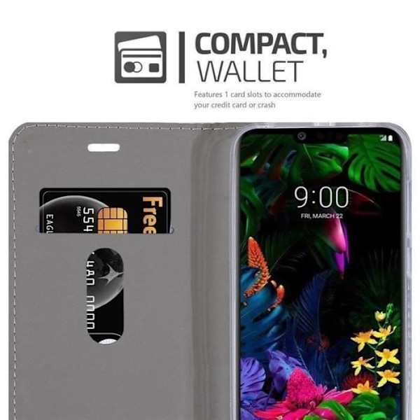 Fodral till LG G8 - CADORABO - Bokjeans - konstläder - Horisontellt stativ - Kortplatser Blå