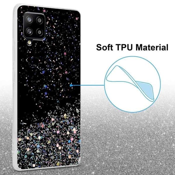 Skyddsfodral för Samsung Galaxy A42 5G / M42 5G Svart med Glitter Skydd Design med Glitter Svart