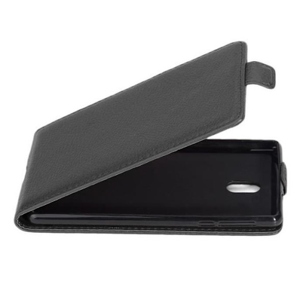 CADORABO - CASE COVER FÖR > NOKIA 3 < I FLIP STYLE - CASE COVER BUMPPER Plånbok SMOOTH PU I JET BLACK