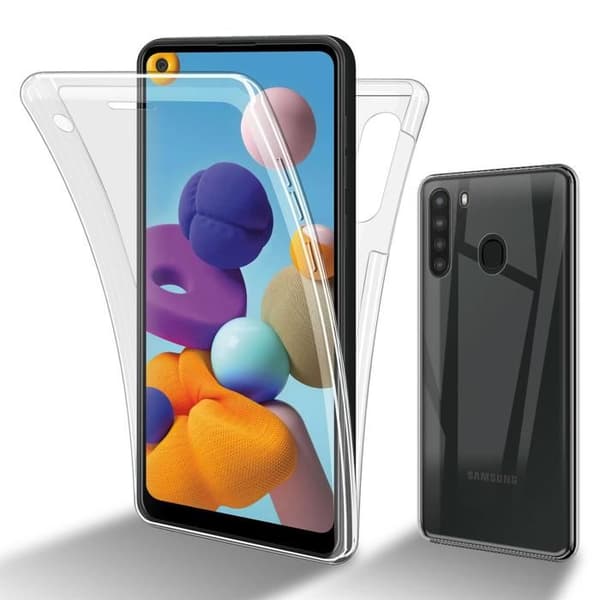 Transparent skal för Samsung Galaxy A21, helskydd Vit