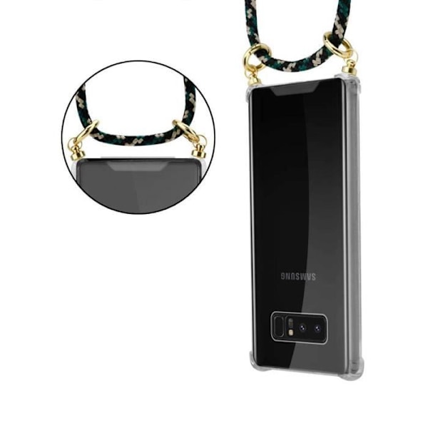 Cadorabo Halsbandsfodral för Samsung Galaxy NOTE 8 i CAMOUFLAGE - Genomskinligt silikonskydd med guldringar,