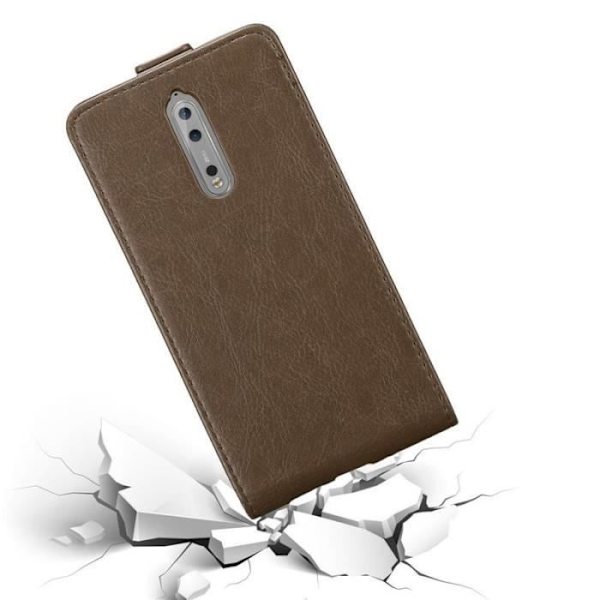 Coque - CADORABO - Nokia 8 2017 - Syntetiskt läder - Brun - Magnetstängning kastanj