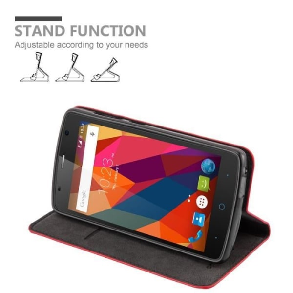 ZTE BLADE L5 Fodral i APPLE RED från Cadorabo (INVISIBLE MAGNETIC CLOSURE Design) Fullt skyddsfodral med flipskydd