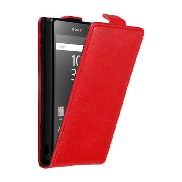 Skyddskal - CADORABO - Sony Xperia Z5 COMPACT - Röd - Syntetläder - Flip-stil Röd