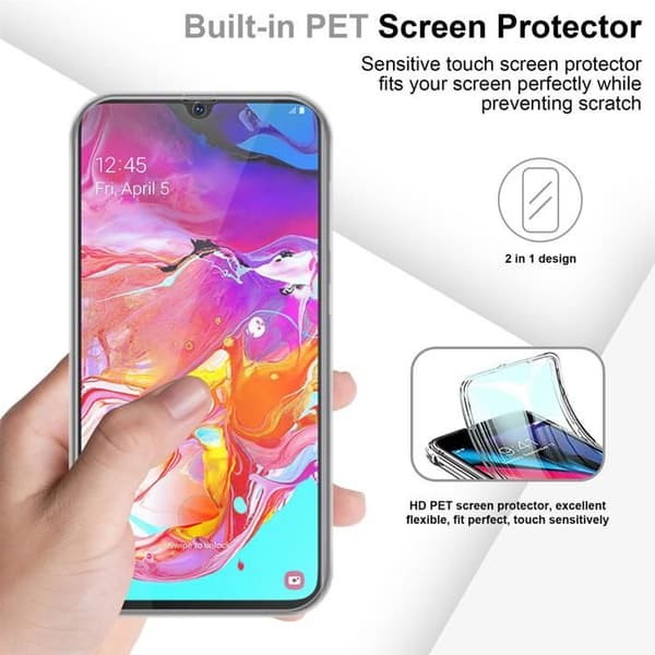 Transparent skydd för Samsung Galaxy A70e Vit