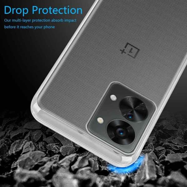 Transparent stötsäker silikonfodral för OnePlus Nord 2T Vit
