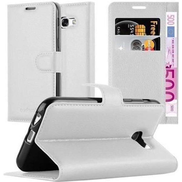 Cadorabo Fodral Samsung Galaxy A5 2017 WHITE Fodral Fodral Fullt skydd Magnetiskt stöd Stativ Kortplats