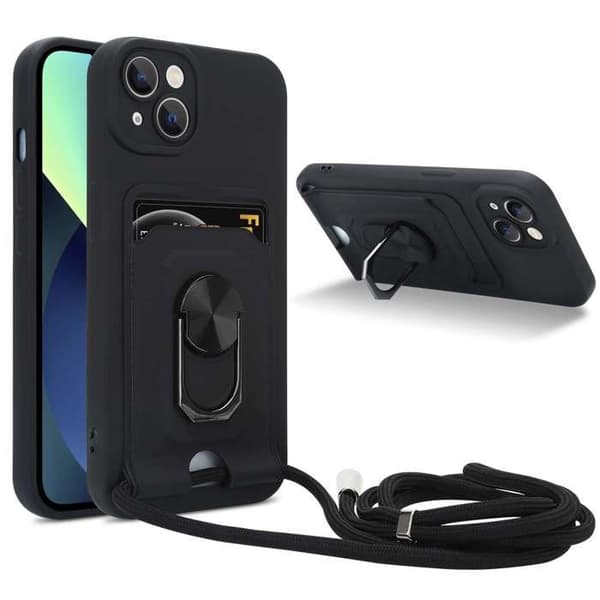 Skyddsfodral för iPhone 13 MINI med justerbar axelrem Svart