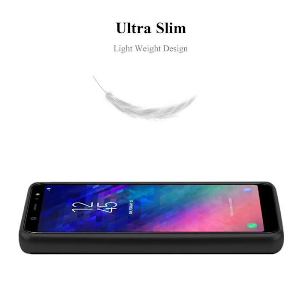 Cadorabo Fodral fungerar med Samsung Galaxy A6 PLUS 2018 i METALLIC BLACK - Stötsäkert och reptåligt TPU silikonskydd -