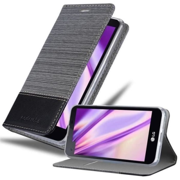 Plånboksfodral - CADORABO - LG X SCREEN - Imiterat läder - Horisontellt stativ - Kortplatser Svart