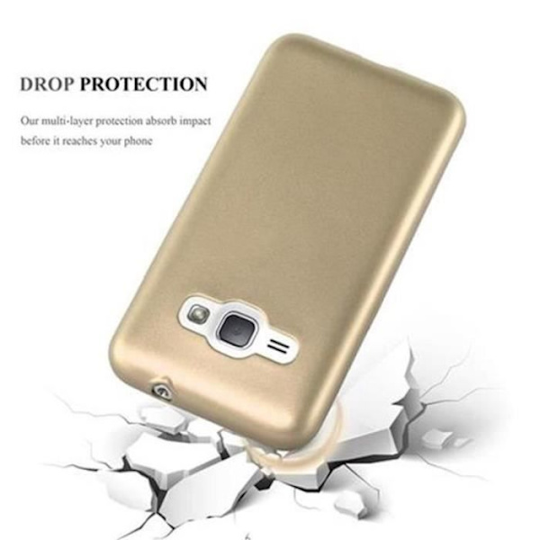 Fodral Samsung Galaxy J1 2016 (6) METALLIC GULD Cadorabo MATTE METALLIC Fodral TPU Silikonskydd Fodral Fodral Ultra Slim Bumper