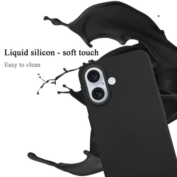 Skal för iPhone 16 PLUS Stötabsorberande i LIQUID BLACK Svart