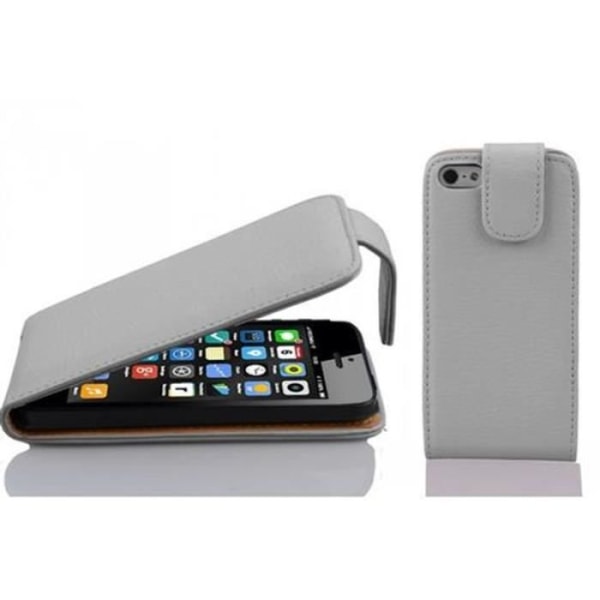 Cadorabo Fodral Apple iPhone 5C DESIGN FLIP Stil Fodral Fodral Fodral konstläder Struktur VIT ALABASTER