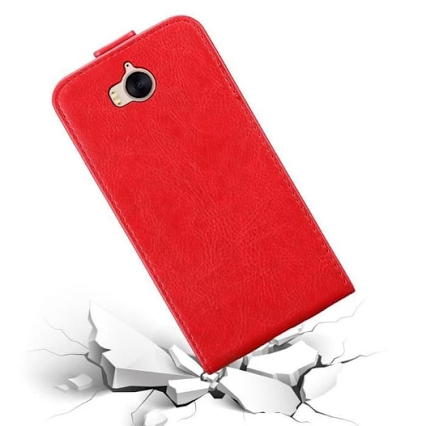 Coque - CADORABO - Huawei Y6 2017 / Y5 2017 - Röd - Syntetiskt läder - Magnetisk stängning Röd