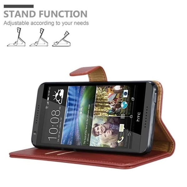HTC Desire 820 fodral - CADORABO - Röd - Imiterat läder - Stativfunktion - Kortfack Röd