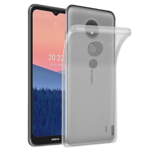 Transparent stötsäker silikonfodral för Nokia C21 Vit