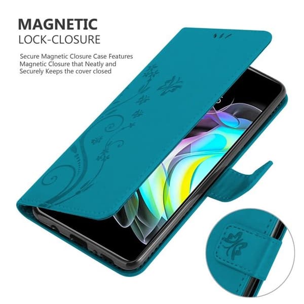 Flipfodral för Motorola EDGE 20, blommigt blått, skyddande blommönster, plånbok Blå