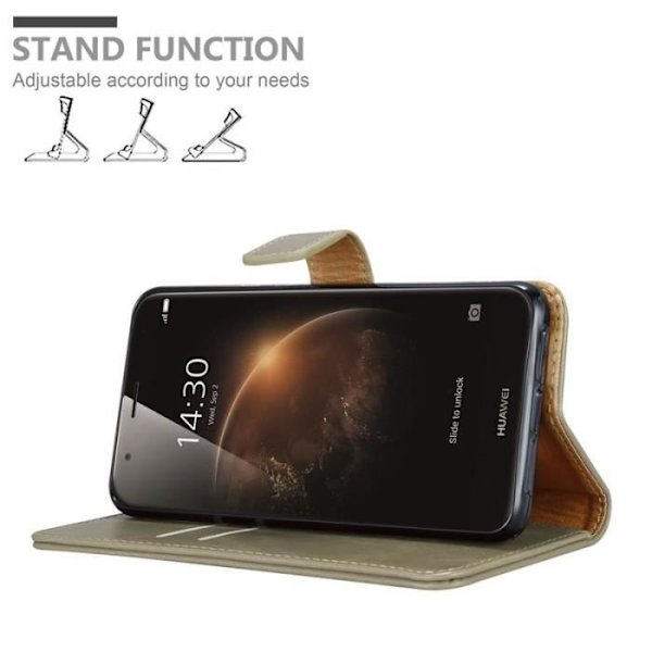 Fodral - CADORABO - Huawei G7 PLUS / G8 / GX8 - Läderimitation - Brun - Stativfunktion och kortfack kastanj