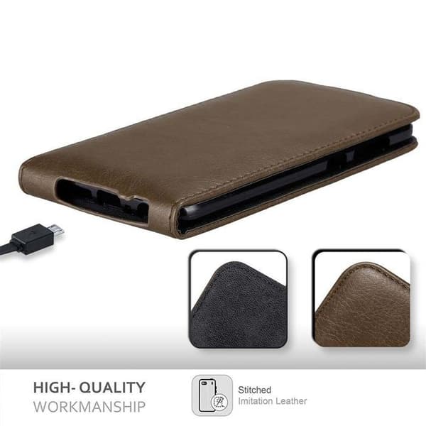 Etui för HTC ONE A9 Fodral med flip i MÖRK BRUN Skyddshölje brun