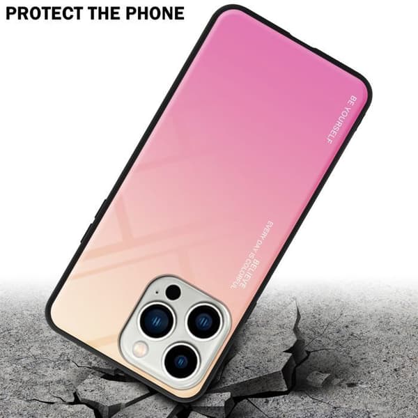 iPhone 14 PRO Fodral i GUL - ROSA Bicolor Design Skyddsetui