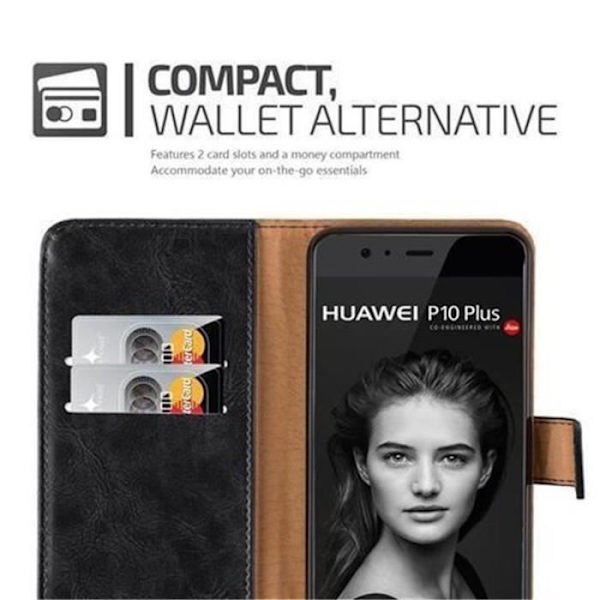 Huawei P10-fodral i JET BLACK från Cadorabo (LYX-design) Fullt skyddsfodral med flipskydd och horisontellt stativ