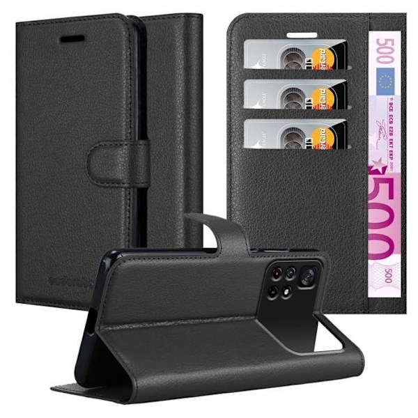 Coque för Xiaomi POCO M4 PRO 5G Fodral i SVART DE JAIS Etui Skydd med magnetisk stängning Plånbok Svart