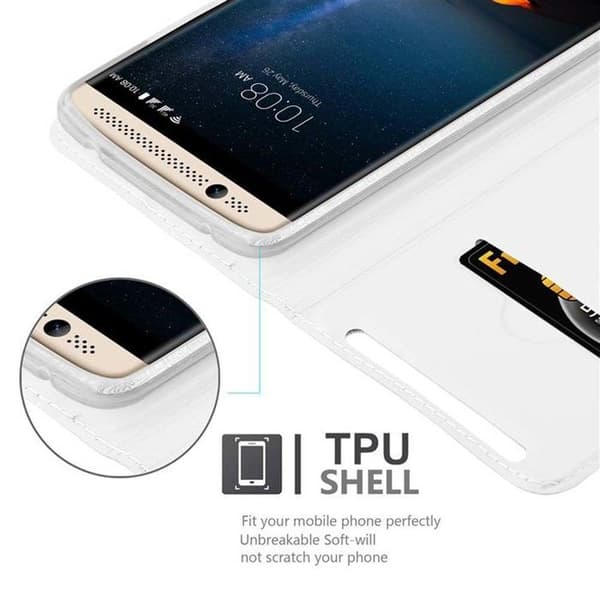 Fodral med lock för ZTE Axon 7 Plånbok i KLASSISK SILVER Stötsäker Grå