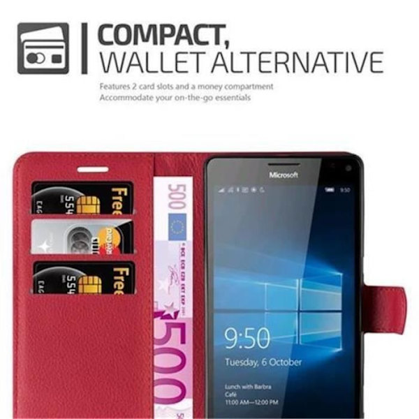 Cadorabo Nokia Lumia 950 XL RÖD Fodral Fodral Fodral Helt skydd Skydd Magnetlås stöder kortplats för stativ