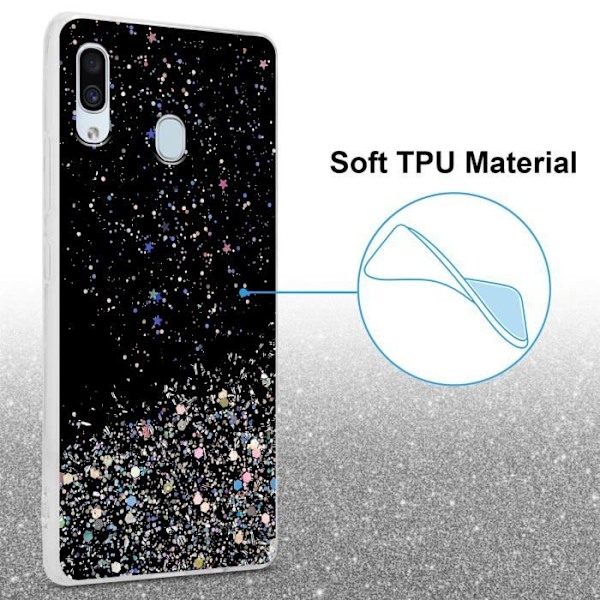 Fodral till Samsung Galaxy A40 Fodral i svart med glitterfodral Skyddande silikon TPU Glitter paljetter