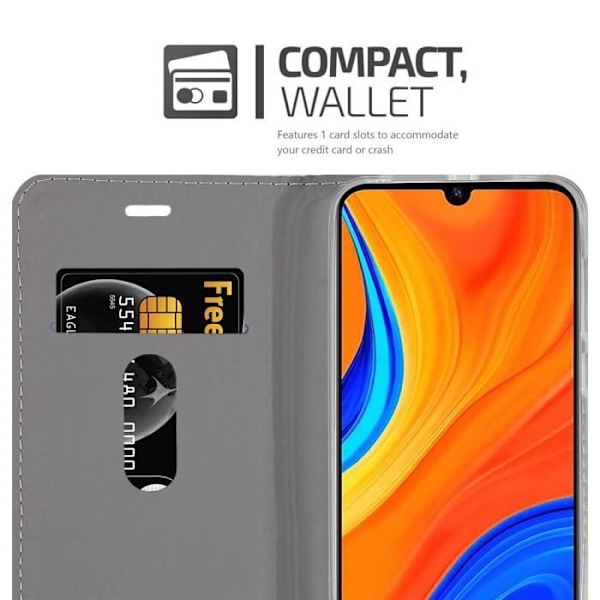 Coque för Huawei Y6S - CADORABO - Fodral i konstläder - Grå Svart - Magnetisk stängning - Ställfunktion MÖRKGRÅ