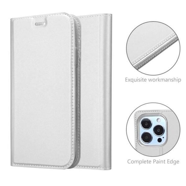 Étui - CADORABO - iPhone 13 PRO - Klassisk Silver - Magnetisk Stängning - Ställfunktion Pengar