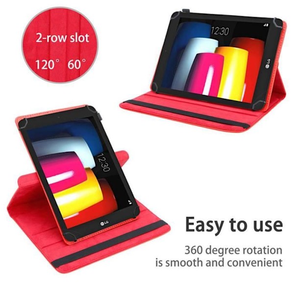 Skyddsfodral för LG G Pad IV (8,0 tum) i RÖD konstläder Plånboksfodral 360 graders skydd Röd