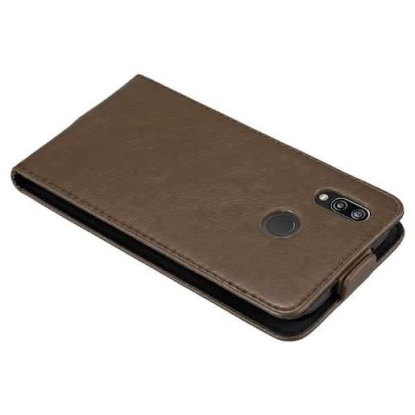 Flipfodral - CADORABO - Huawei P20 LITE - Brun konstläder - Magnetisk stängning - Fullständigt skydd kastanj