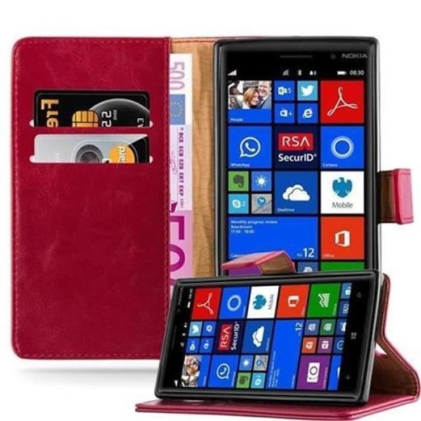 Cadorabo Nokia Lumia 830 Fodral CHERRY RED LUXURY Magnetisk skyddsfodral som stöder stativ och kortplats