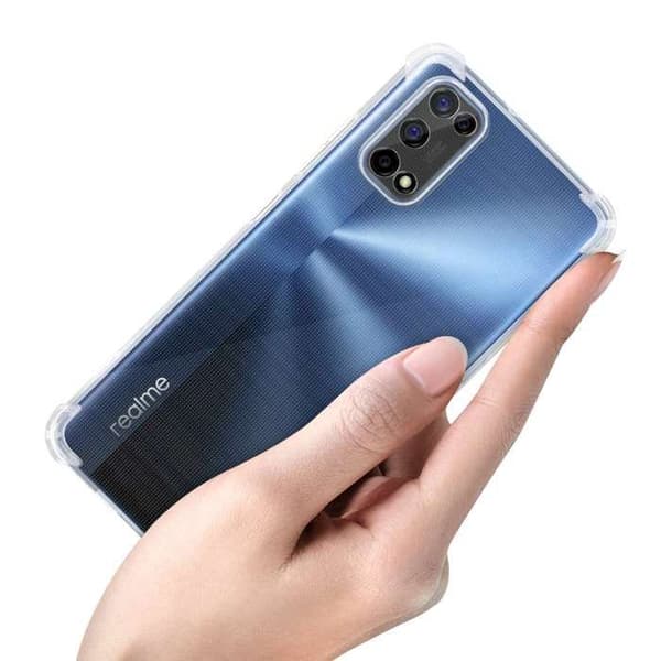 Transparent stötsäker silikonfodral för Realme 7 5G Vit
