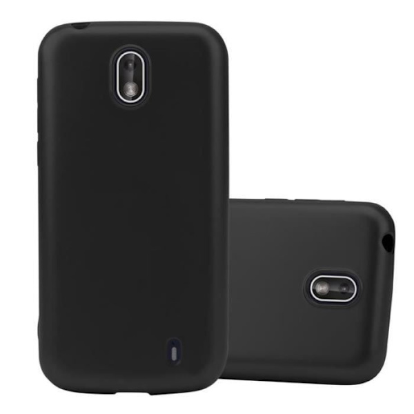Cadorabo-fodral fungerar med Nokia 1 2017 i METALLIC BLACK - Stötsäker och reptålig TPU-silikonhölje - Ultratunt