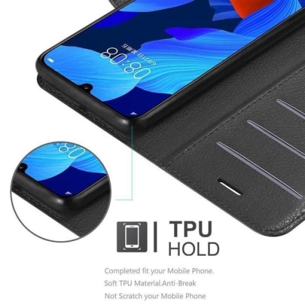Coque - Cadorabo - Huawei NOVA 5 / 5 PRO - Syntetiskt läder Svart - Magnetisk Stängning - Ställfunktion Svart