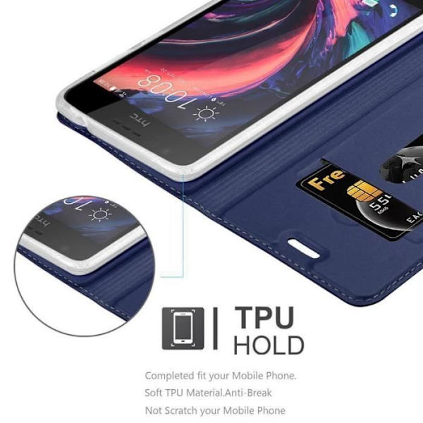 Coque - Cadorabo - HTC Desire 10 Lifestyle - KLASSISK MÖRKBLÅ - Halvstyv - Magnetisk KLASSIG MÖRKBLÅ