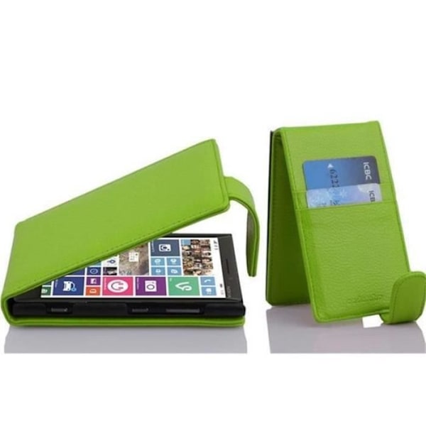 Cadorabo Nokia Lumia 930 DESIGN FLIP-stil Fodral Skal i konstläder Struktur PAPEGOTA GRÖN